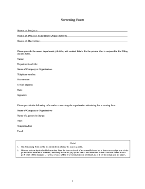 NEXI Project Screening Form