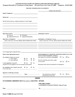 Motion Information Statement