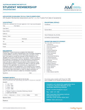 Australian Marketing Institute Student Membership Application