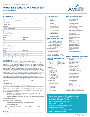 Australian Marketing Institute Professional Membership Application