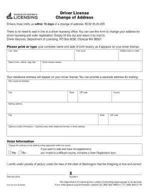 Washington Driver License Change of Address