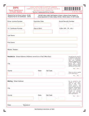 Texas Driver License Change of Address Form