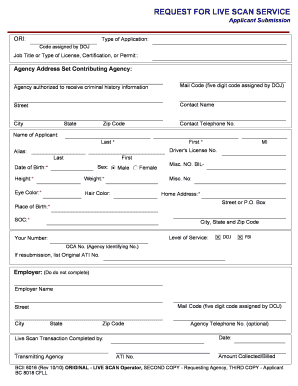 Request for Live Scan Service Form