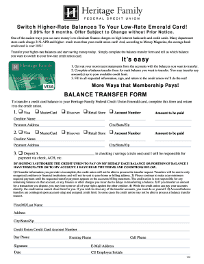 Credit Card Balance Transfer Form
