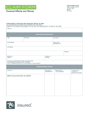 Travel Insurance Claim Form