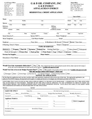 Residential Credit Application