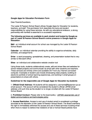 Google Apps for Education Permission Form