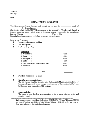 Employment Contract for Nepalese Workers in Malaysia