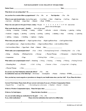 Pain Management Follow-Up Intake Form