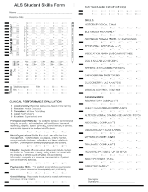 ALS Student Skills Form