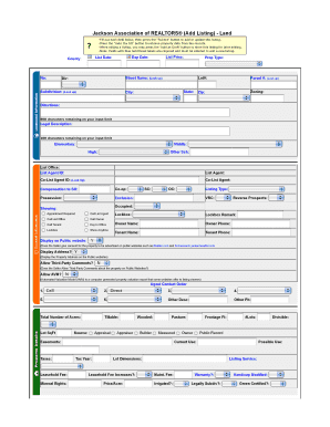 Jackson Association of REALTORS Land Listing Form
