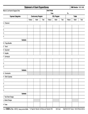 IRS Form 13424-L Statement of Grant Expenditures