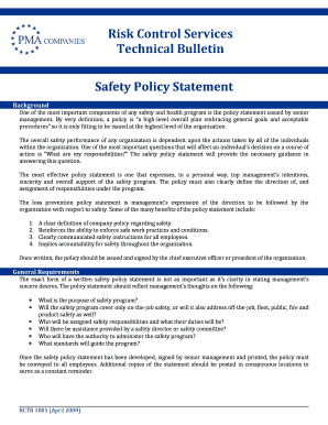 Safety Policy Statement Template