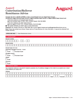 Asgard Contribution/Rollover Remittance Advice