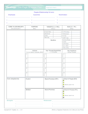 Strategy One-Page Strategic Plan