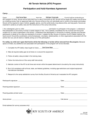 ATV Program Participation and Hold-Harmless Agreement