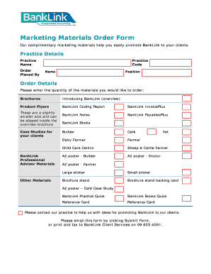 BankLink Marketing Materials Order Form