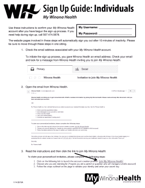 My Winona Health Account Confirmation Form