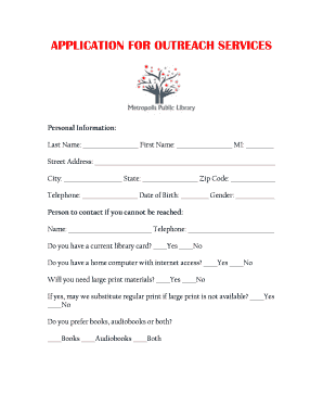 Application for Outreach Services