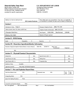 Material Safety Data Sheet