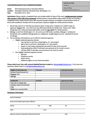 Internal Use Only Travel Reimbursement Form - excelined