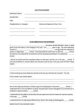 Guilty Plea Advisory Form