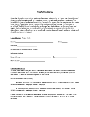 Illinois Student Residency Proof Form