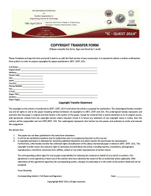 Copyright Transfer Form for IJRET, IJERT, IJCA