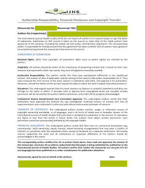 Authorship Responsibility and Copyright Transfer Form