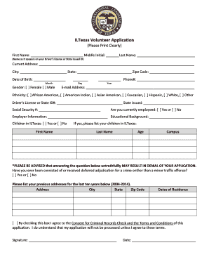 ILTexas Volunteer Application Form