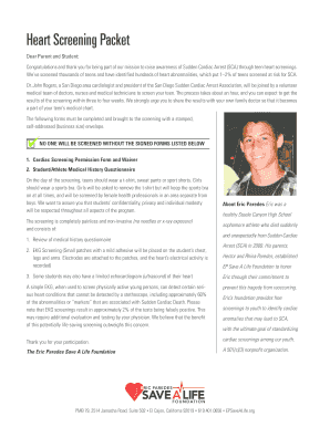 Cardiac Screening Permission Form and Waiver