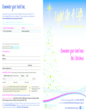 Light Up A Life Donation Form