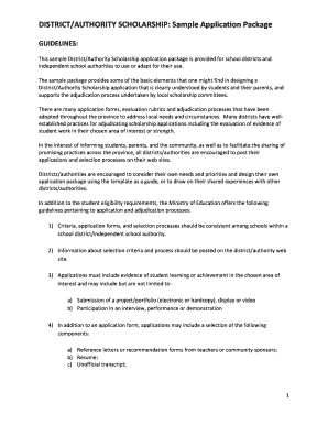 District/Authority Scholarship Application