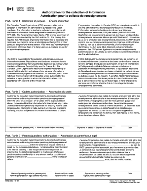 Canadian Cadet Information Authorization Form