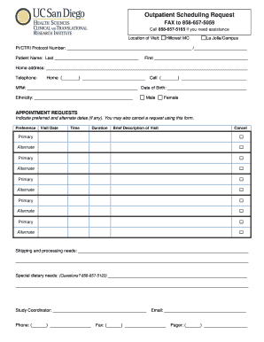 Outpatient Scheduling Request Form