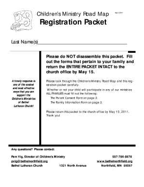 Inurl roadmap template word - Road Map Registration Packet 11 - Bethel Lutheran Northfield - bethelnorthfield