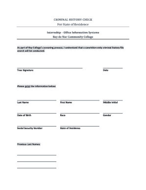 Criminal History Check Form