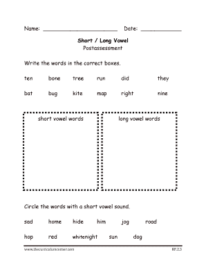 Short and Long Vowel Postassessment