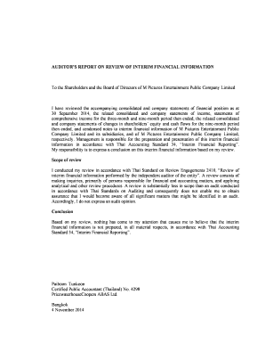 What is the eye vision scale - AUDITOR39S REPORT ON REVIEW OF INTERIM FINANCIAL bb