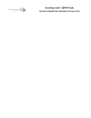Ohio Dental Care Volunteer Services Form