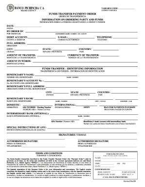 Funds Transfer Payment Order