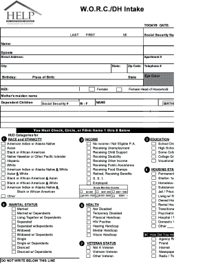 W.O.R.C./DH Intake Form