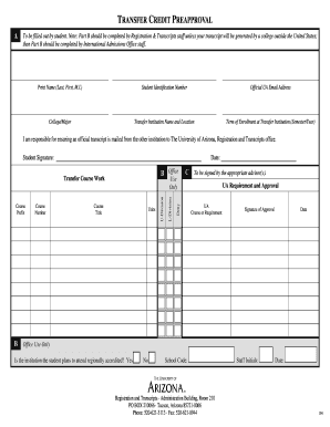 Transfer Credit Preapproval Form