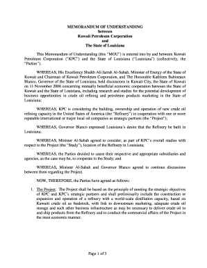 MEMORANDUM OF UNDERSTANDING between Kuwait Petroleum