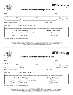 Tennessee 4-H Electric Camp Registration Form
