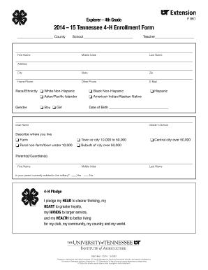 Tennessee 4-H Enrollment Form