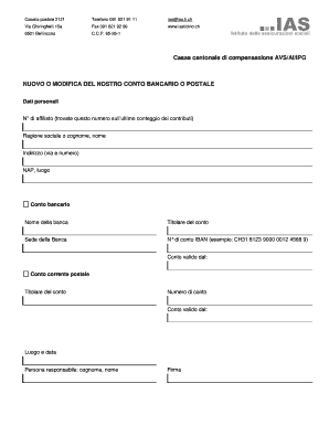 Modifica del nostro conto bancario o postale