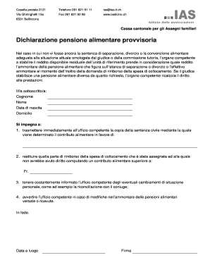 Dichiarazione pensione alimentare provvisoria