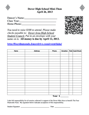 Job application example for students - Dover High School MiniThon - hs doversd