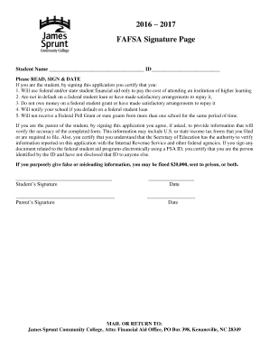 FAFSA Signature Page